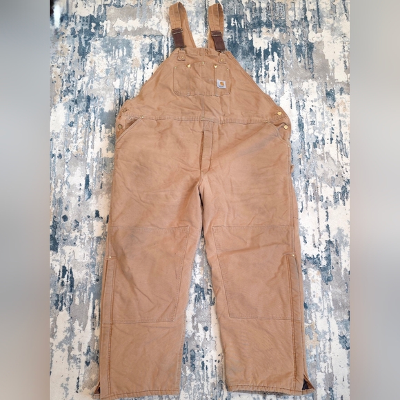 Vintage Carhartt Overalls Bibs Mens Work Construction Double Knee